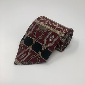 Bill Blass Maroon & Black Patterned 100% Silk Tie